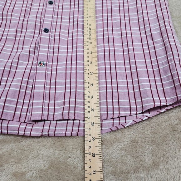 John Lennon Button-Down Oxford Shirt Pink Plaid Embroidered Long Sleeve Men's XL - Picture 4 of 11